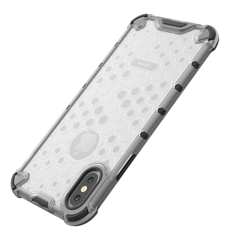 Hybrid PC Armor Case For iPhone XS Max XR X Honeycomb Pattern Clear Shockproof Bumper 7 8 Plus 6 6S Capa |