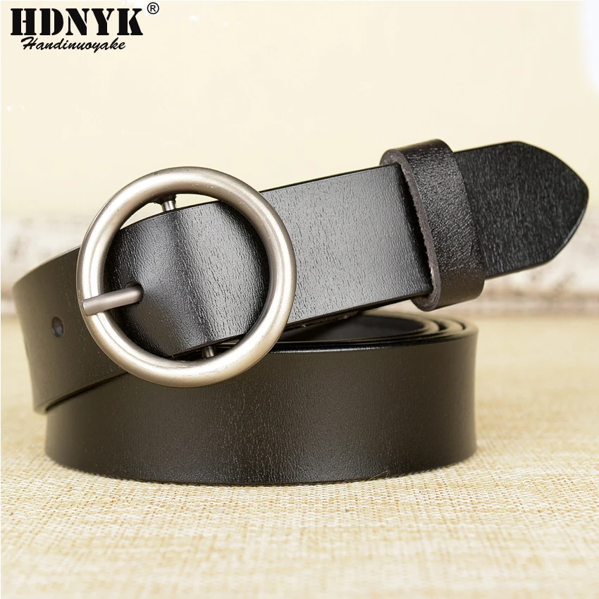 Hot Sell Circular Buckle Fashion Genuine Leather Belt Woman Vintage Cow Skin Belts Women Top Quality Strap Female for Jeans