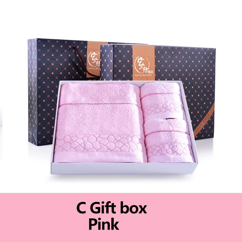 C Gift Box Pink Набор декоративных роскошных банных полотенец из египетского хлопка, 3 предмета, Toalha De Banho, полотенце для ванной, Toallas, женское полотенце, Подарочная коробка, QQC086 - Цвет: C Gift Box Pink