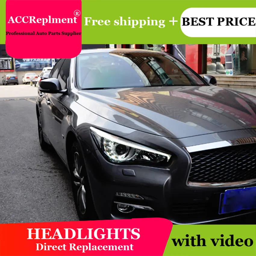 

car styling For Infiniti Q50 headlights angel eyes 2014-2019 For Infiniti Q50 LED light bar Q5 bi xenon lens LED Bulb