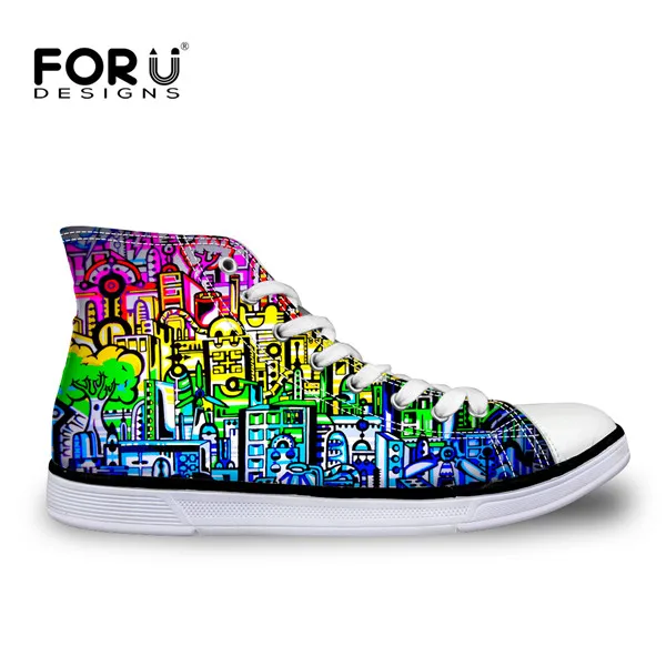 FORUDESIGNS/ г. Осенняя модная женская обувь из нескольких вулканизированных материалов Повседневная Женская парусиновая обувь с высоким берцем на шнуровке для женщин, женская обувь на плоской подошве - Цвет: C0724AK