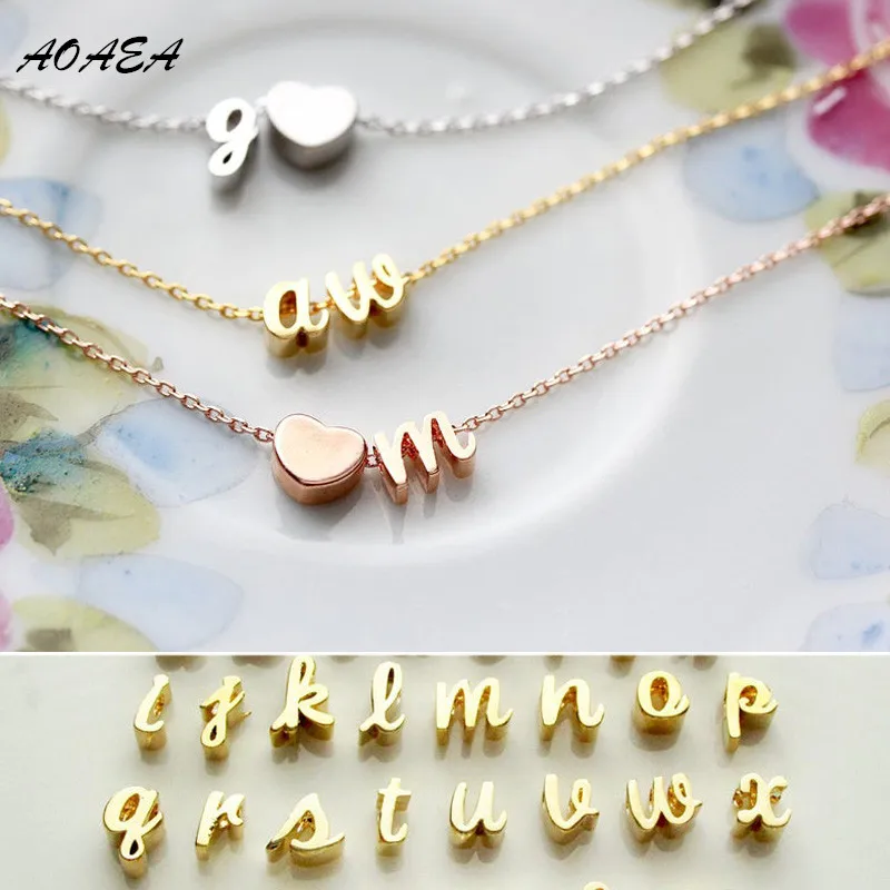 Stainless Steel Two Letters Bracelet Heart-shaped Cursive Initials Initial Bracelet Charm Bracelet Bridesmaid Gift Two Charms