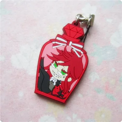 5 см аниме брелок черный Bulter Kuroshitsuji Sebastian Death Grell Sutcliff Cile Angel бутылка, брелок кулон Llavero