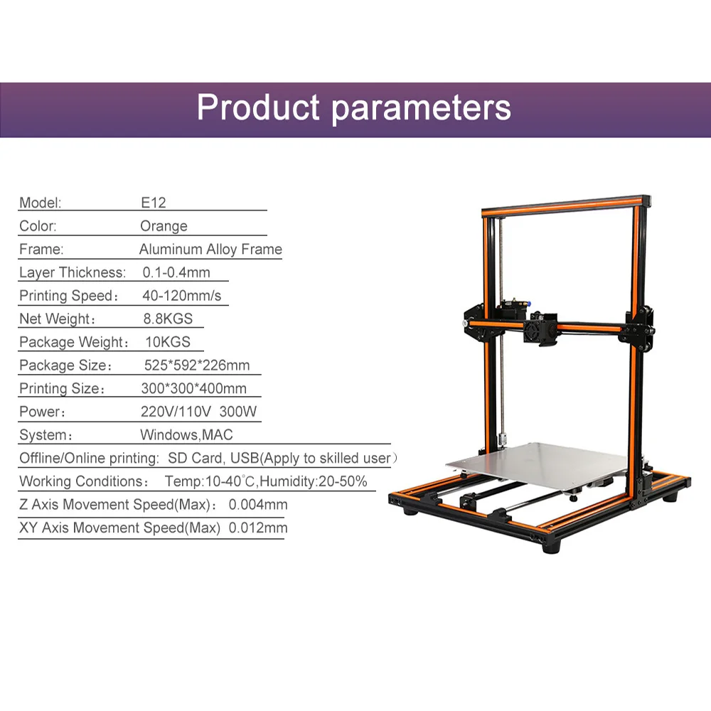 Anet E12 большой размер 3d металлический принтер размера плюс Impressora алюминиевая