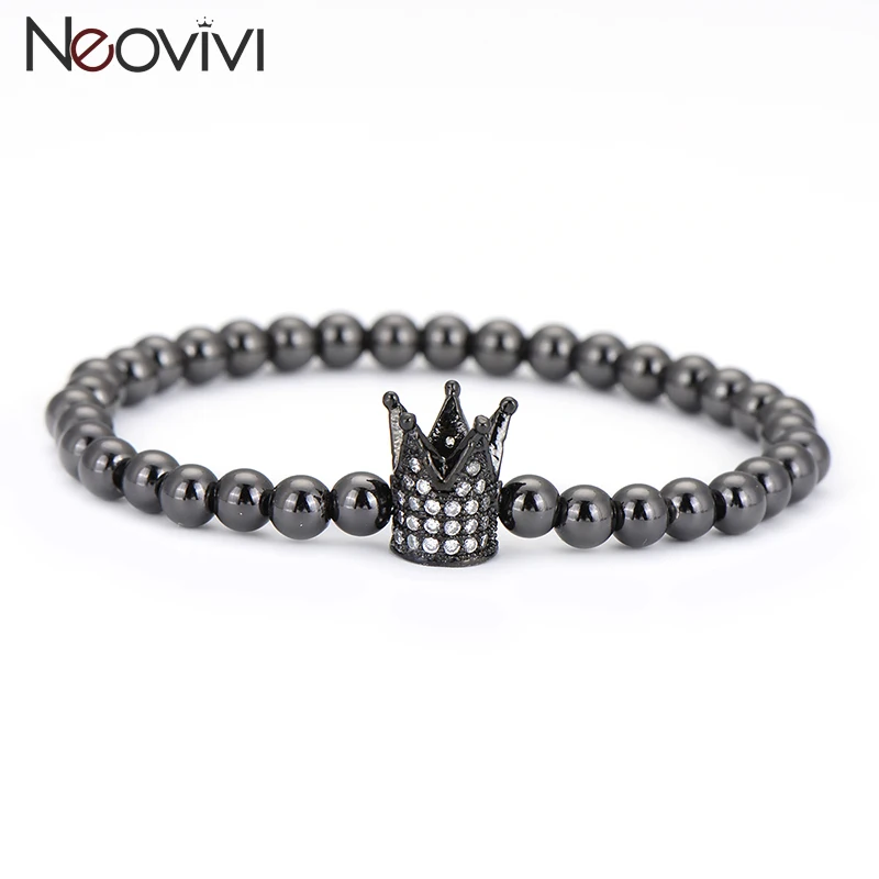 2016 Новейший Императорская Корона Micro Pave CZ Медные Круглые Бусины Браслет