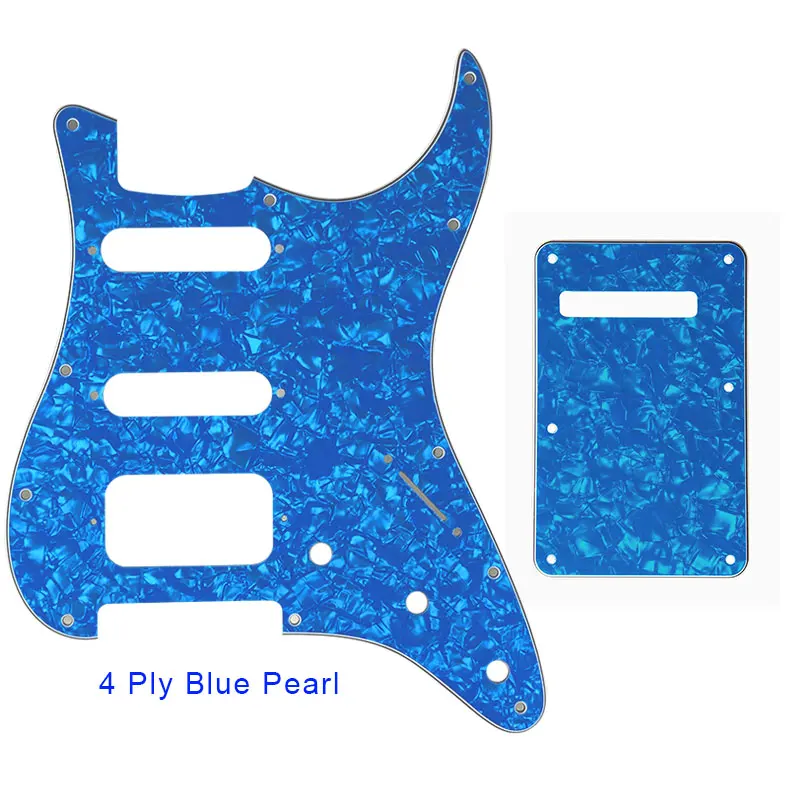 4 ply blue pearl Pleroo гитарные аксессуары накладка с задней пластиной и 11 винтами для Fender Stratocaster США/мексиканский стандарт strat HSS гитара - Цвет: 4 ply blue pearl