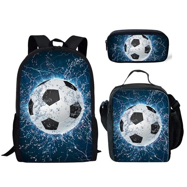 Jackherelook 3D Fire Ice Foot Ball футбол напечатанные школьные рюкзаки большой комплект из 3 предметов для мальчиков школьные сумки ранцы - Цвет: H230CGK