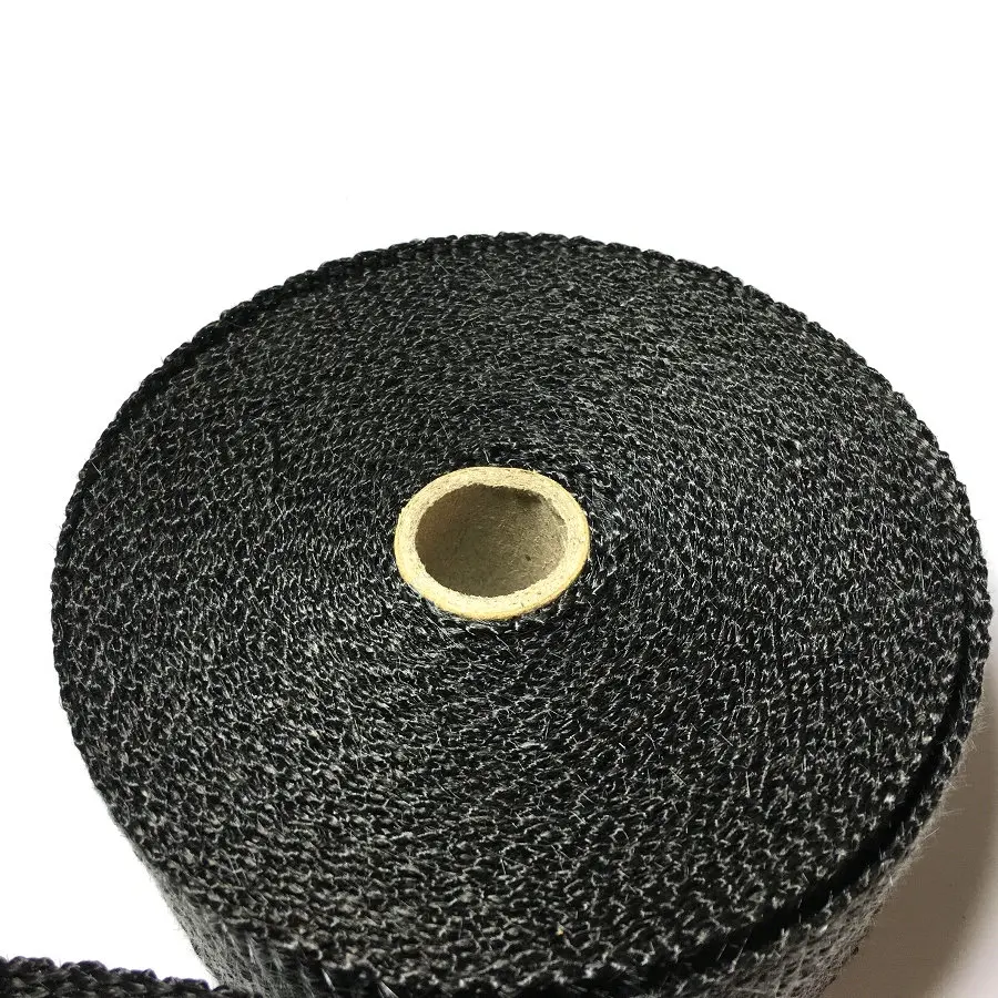 Черная обертка для выхлопных газов 15 м/50 футов x 1 дюйм|exhaust heat shield|exhaust heatpipe wrap |