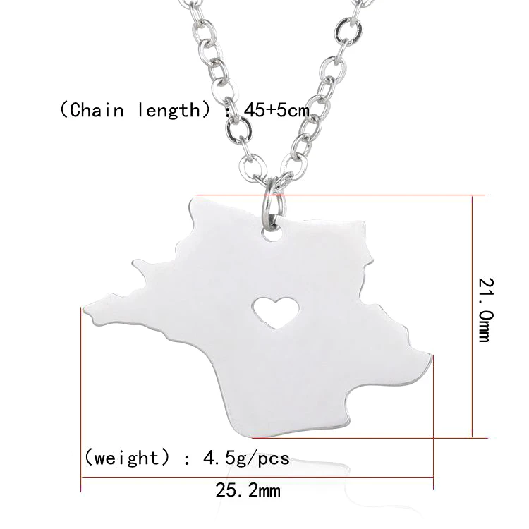 Цепочка Semitree с подвеской из нержавеющей стали цвета розового золота картой