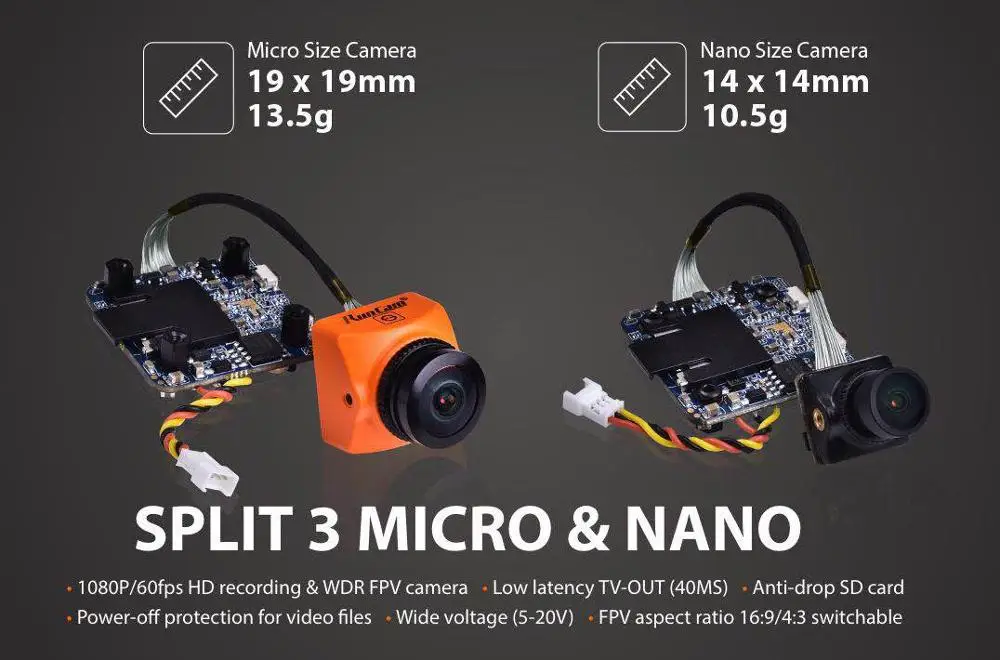 Камера Runcam Split 3 Micro Nano whoop камера Hd 1080p/60fps wdr Fpv Pal/ntsc переключаемая 40ms с низкой