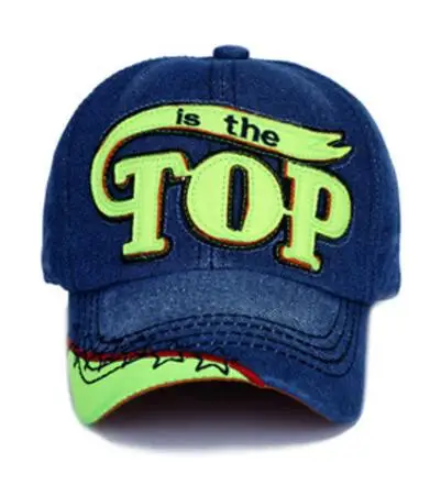 green top Детский топ для мальчиков, летняя бейсбольная кепка для мальчиков и девочек, Спорт на открытом воздухе, солнце шапка бейсболка кепка с буквенным принтом, джинсовая шапка в стиле хип-хоп для детей - Цвет: green top