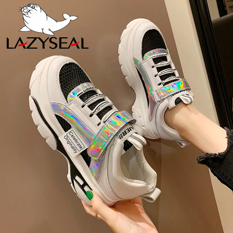 LazySeal женские ботинки на платформе спортивный ультра-светильник липучке