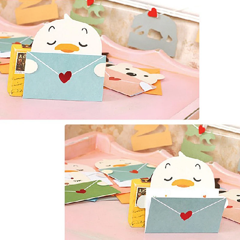 

9 Pcs Animal Cute Greeting Cute Animal Message Cards Mini Envelope Party Supply