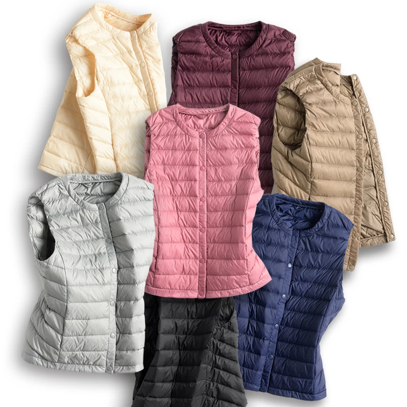 Женский жилет на утином пуху ультра легкий теплый Приталенный без рукавов осень