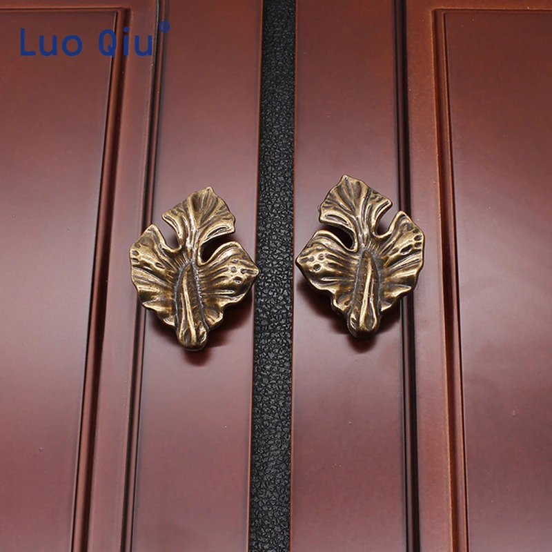 Многофункциональная маленькая ручка европейский стиль антикварные листья шкаф