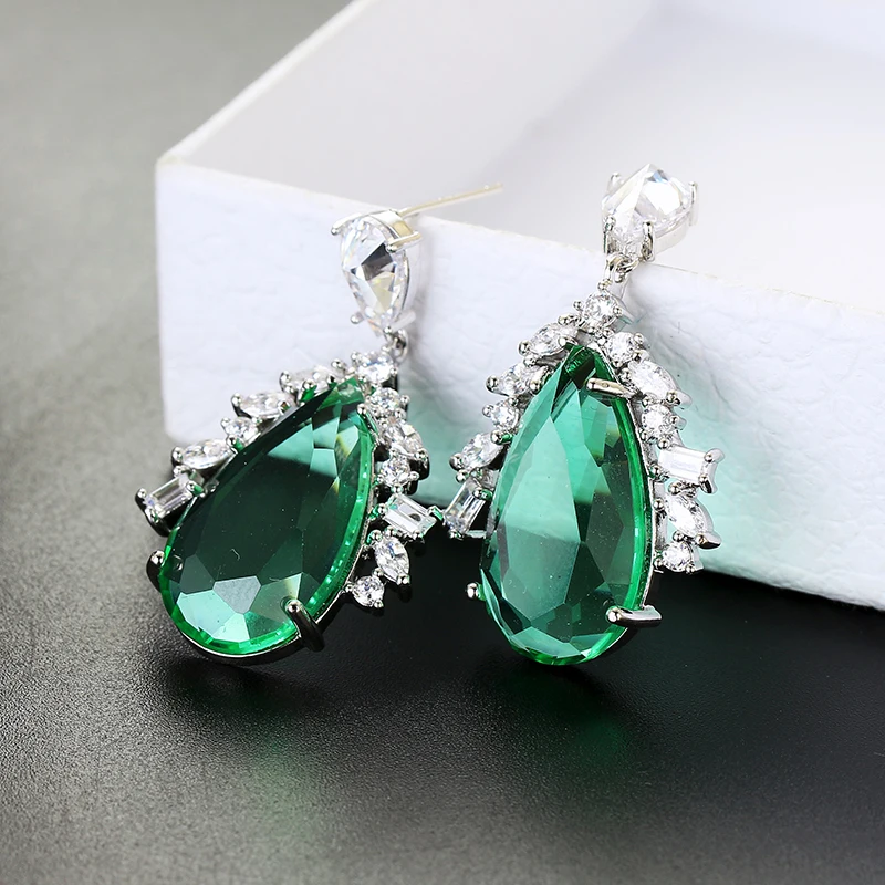 Большие капли воды Турмалин циркон серьги европейские роскошные женские