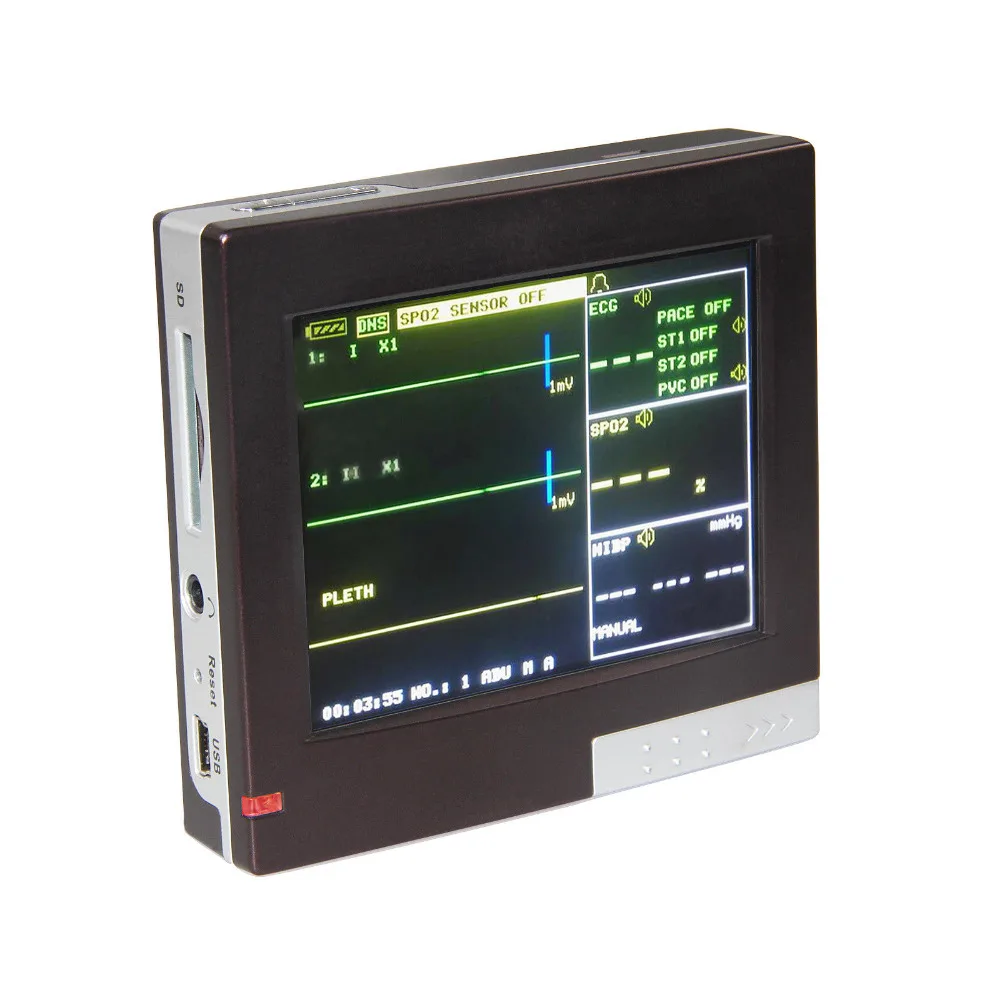 CONTEC PM60D монитор пациента в отделении интенсивной терапии жизненные знаки монитор ЭКГ NIBP SPO2 PR 4 параметры SD карты сенсорный экран ручной