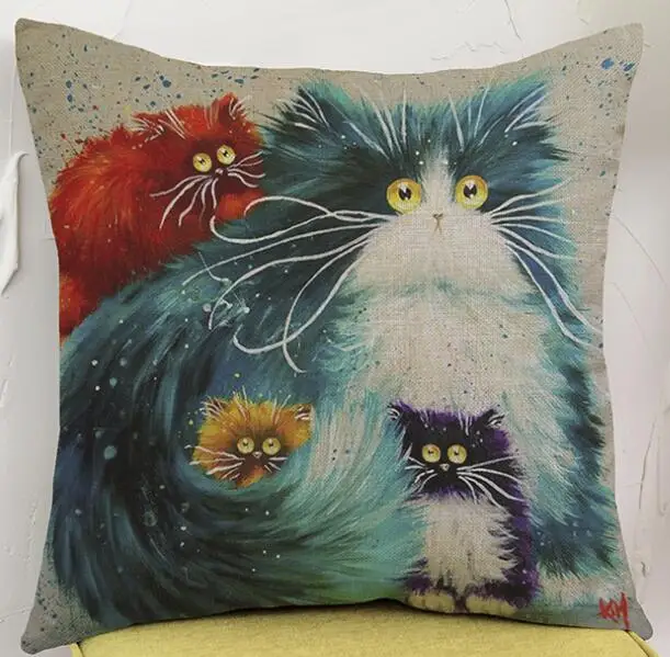 Чехол для подушки с мультяшным изображением толстого кота чехол Льняные