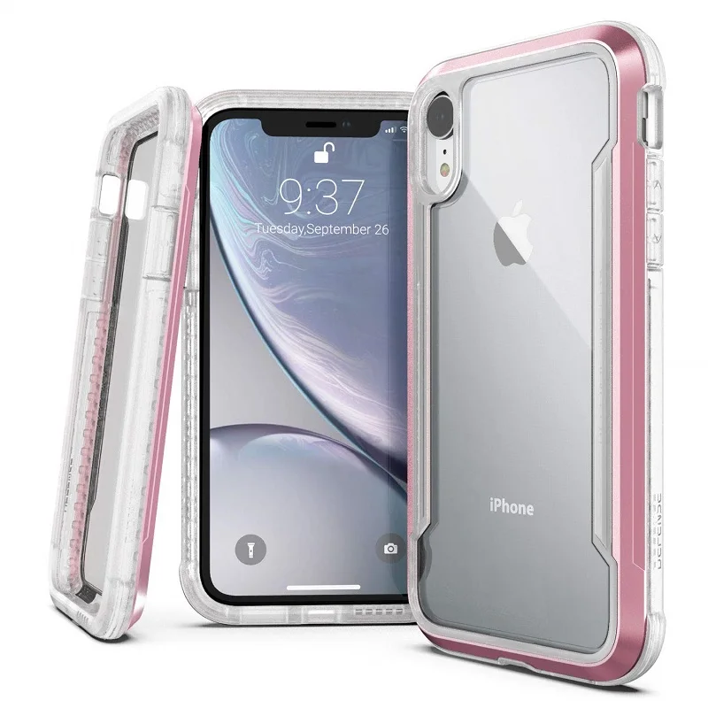 Clear Rose Gold Чехол X-Doria Defense Shield Series для iPhone XR XS Max, военный класс, протестированный на падение, анодированный алюминиевый чехол, чехол для iPhone XR - Цвет: Clear Rose Gold