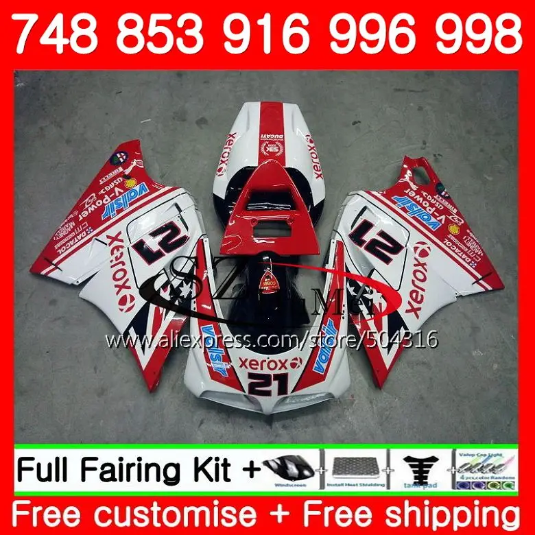 

Корпус для DUCATI 748 853 916 94 95 96 97 98 99 00 01 02 белый красный 97SH12 996 998 S 1994 1996 1998 1999 2000 2001 2002 обтекатели