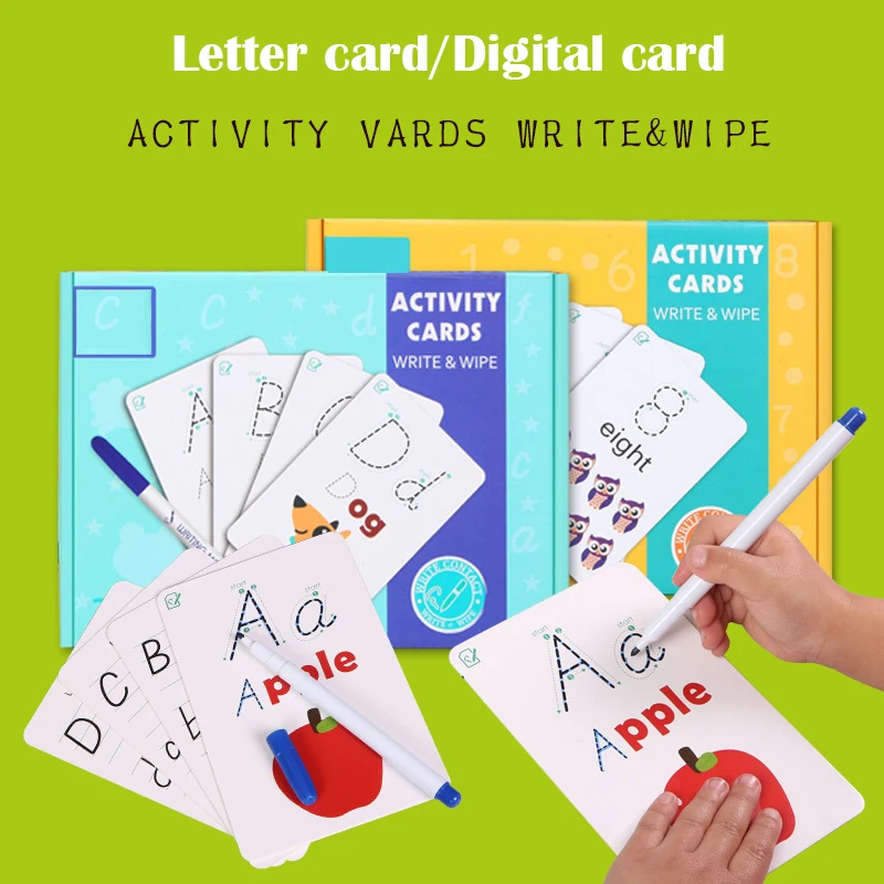 Монтессори обучающая английская книжка Алфавит/Цифровая карта ручная запись