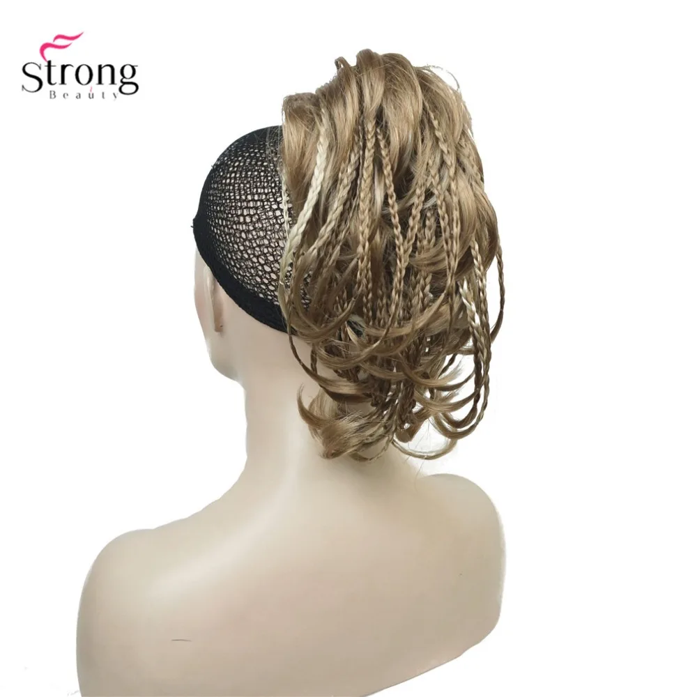 Плетеные косички StrongBeauty с зажимом для конского хвоста удлинители волос короткие