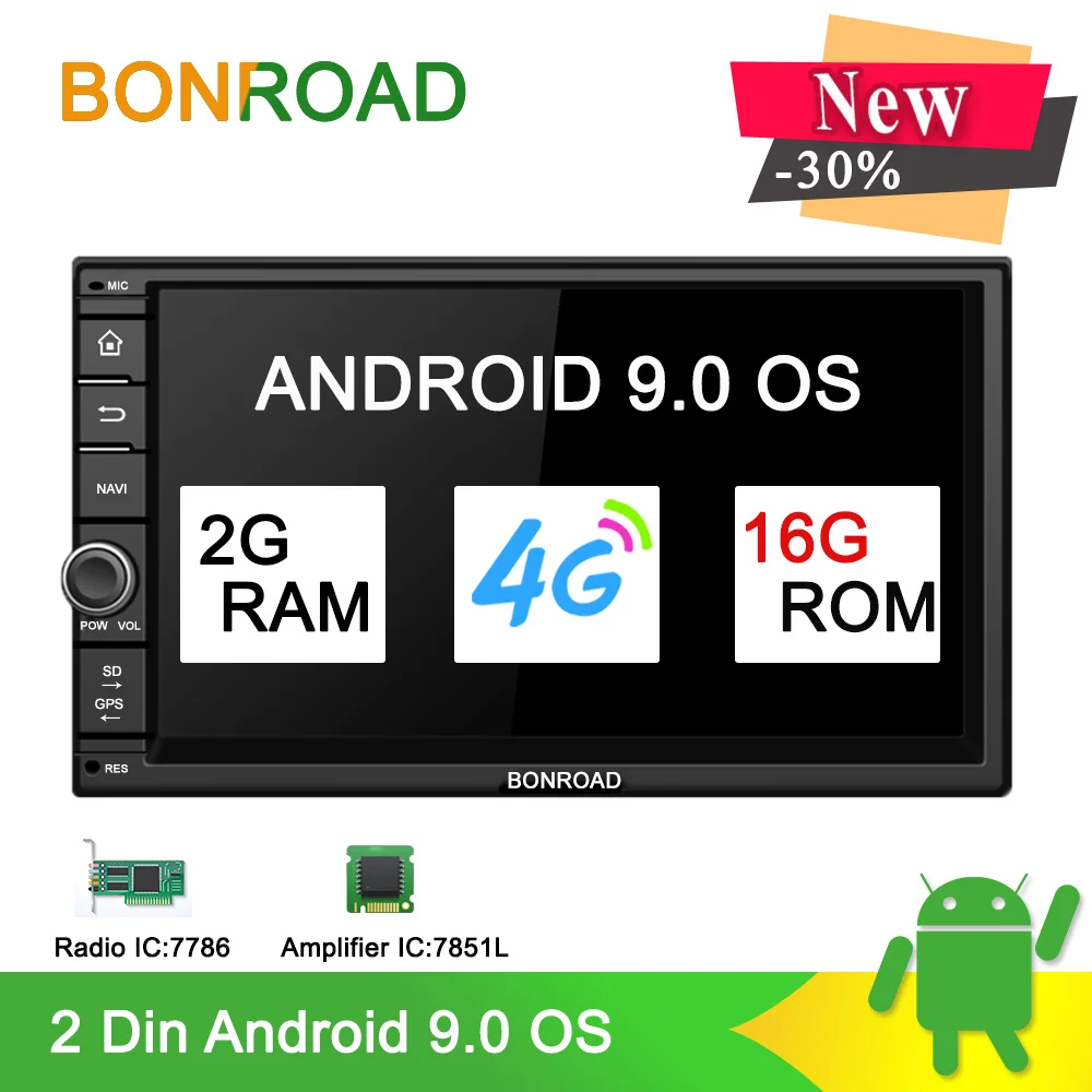 Bonroad " Android 9,0 Универсальный gps-навигация, радио, стерео аудио плеер для Nissan для Kia для hyundai автомобильный мультимедийный плеер