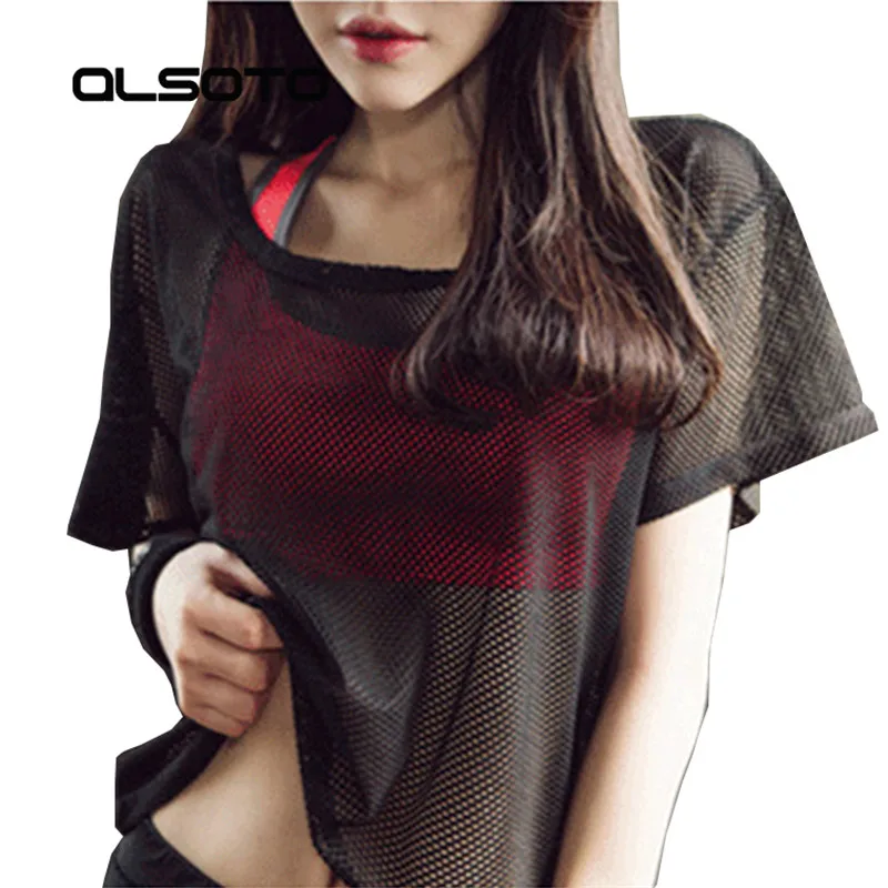 

Breathable Quick-drying Sports T-shirt Running Yoga Perspective Hollow Sports Blouse Short-sleeved Women Yoga Workout Shirt