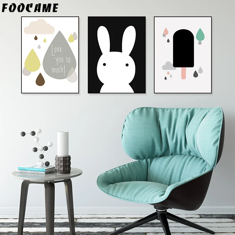 Полярный Медведь Кролик любовь мультфильм Скандинавская Картина на холсте