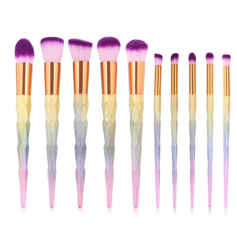 Кисти для макияжа 10 шт набор красочных фантазийных тональных пудра кисть теней