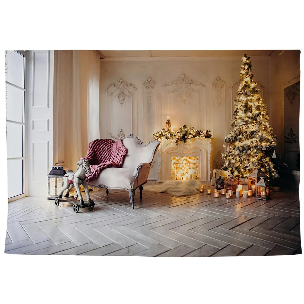 Allenjoy Рождество фото фон Рождественская елка подарок троянская лошадь окно камин