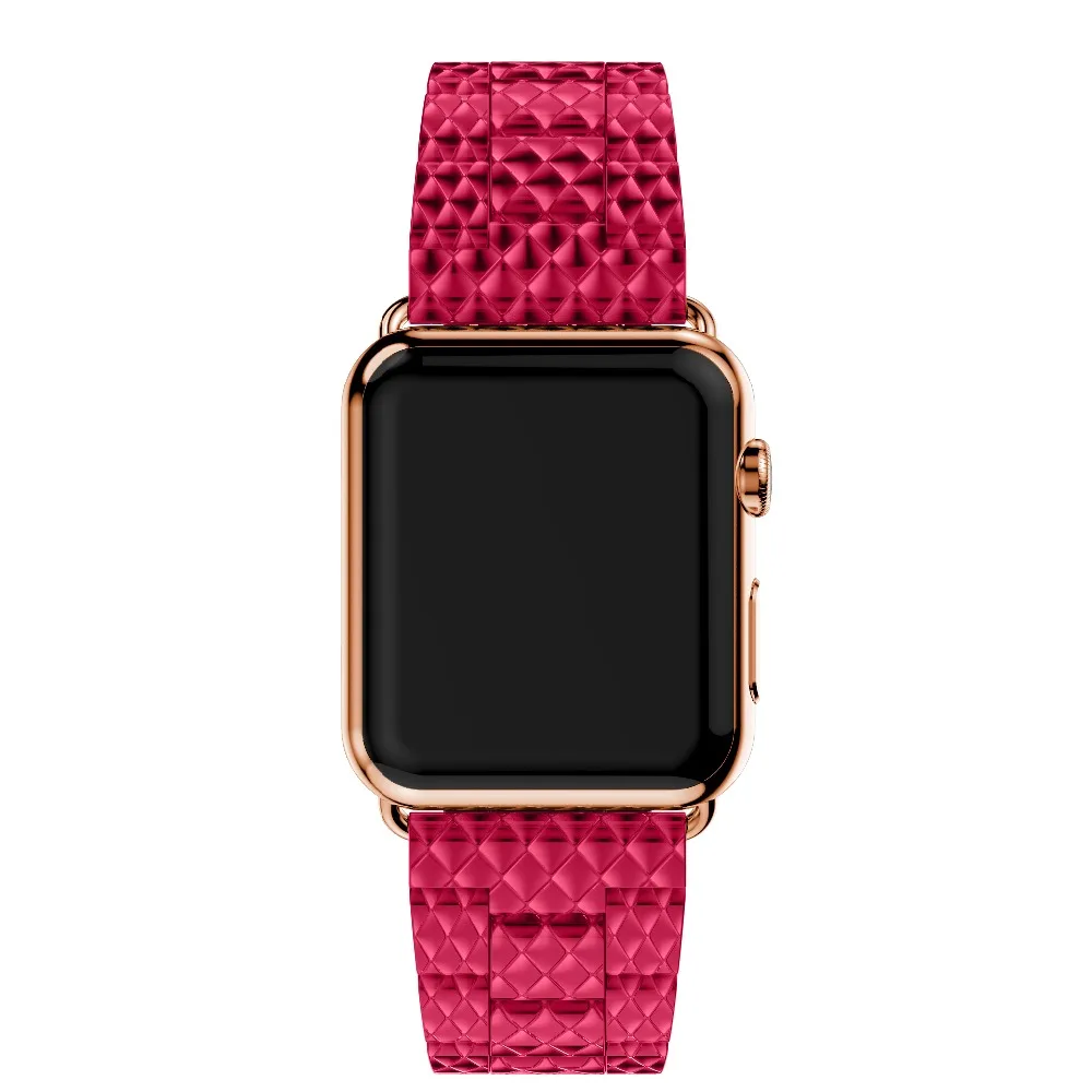 Розово-красный стальной ремешок для apple watch 42 мм/38 мм/44 мм/40 браслет для iWatch 4/3/2/1