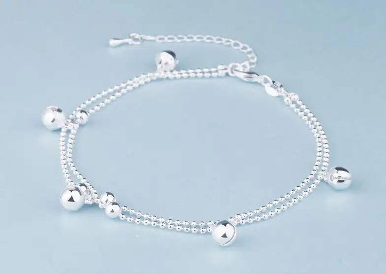 Модные 925 пробы Серебряный ножной браслет fine Jewelry простой маленький колокольчик ножной браслет для Для женщин девочек S925 Серебряный ножной браслет на ногу