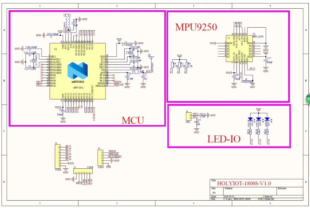 9 осевой акселерометр датчик, датчик движения holiiot nRF52832+ MPU9250 BLE 5,0