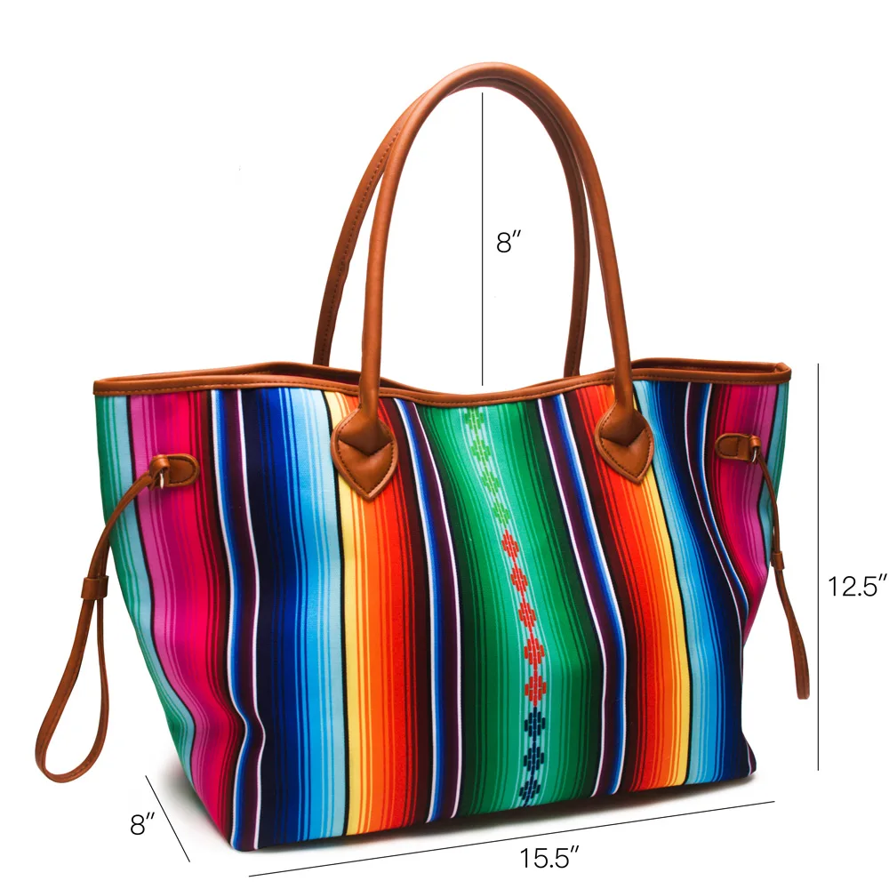 Большая вместительная полоска Aztec Tote оптом заготовки холст Serape String Travel DOM1061086 |