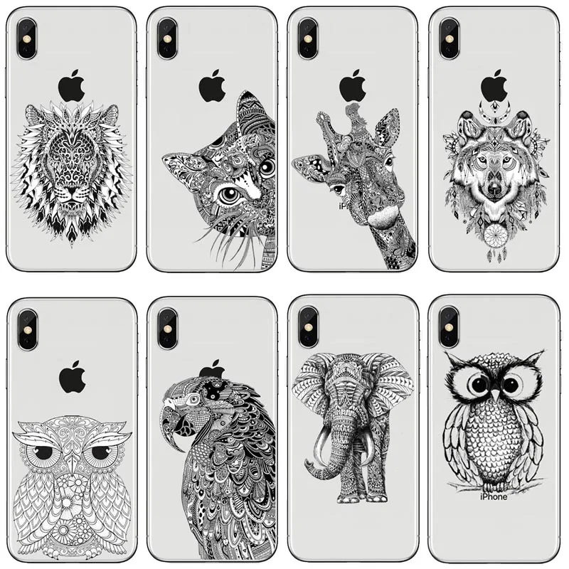 Мягкие силиконовые чехлы Totem с рисунком животных слона совы кота для iphone 11 11pro MAX 7 6