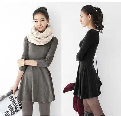 2017 Женская одежда женское теплое повседневвечерние платье с длинным рукавом