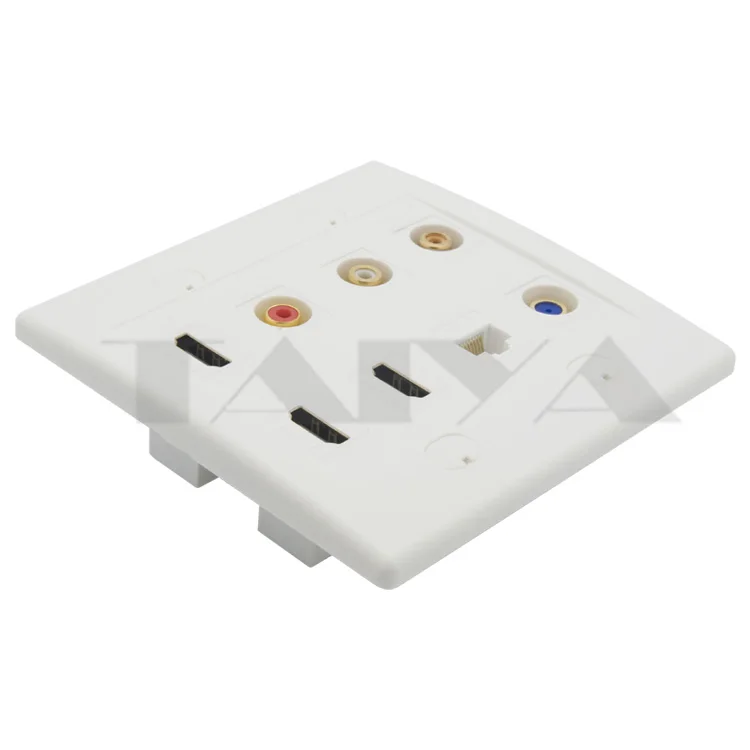 3 X HDMI RCA AV RJ45 F head TV wall plate support DIY|tv plate|wall platewall hdmi |