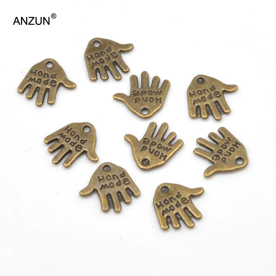 

47pcs 13x11mm Antique Bronze Handmade Hand DIY Jewelry Pendant Metal Charms Hand Pendant JP-53