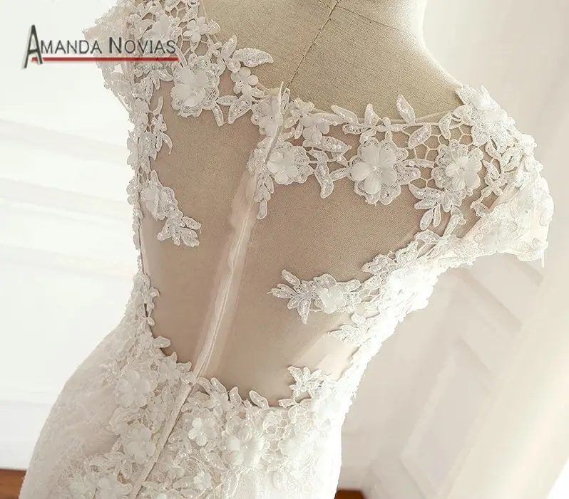 Абито да sposa Cap рукава Аппликации Жемчуг Русалка Кружева свадебное