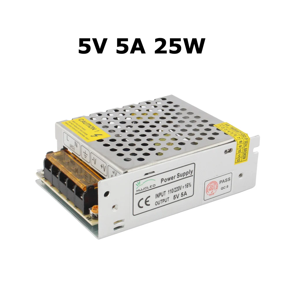 5V 5A 25W 5 вольт Питание 5 V 5A 10A 20A 30A 40A 60A 70A 110V AC DC 220V 5 V трансформатор 5 вольт Питание блок для Светодиодные ленты - Цвет: 5V 5A 25W