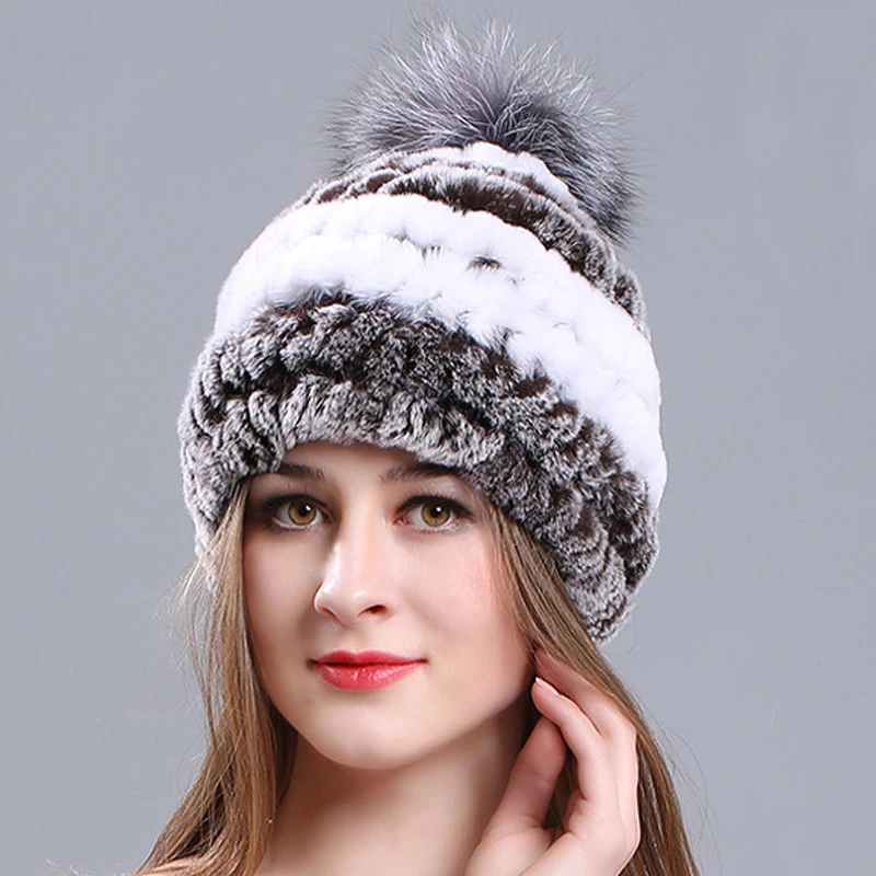 Женские облегающие шапки женская шапка из 100% натурального Лисьего меха sr558 |