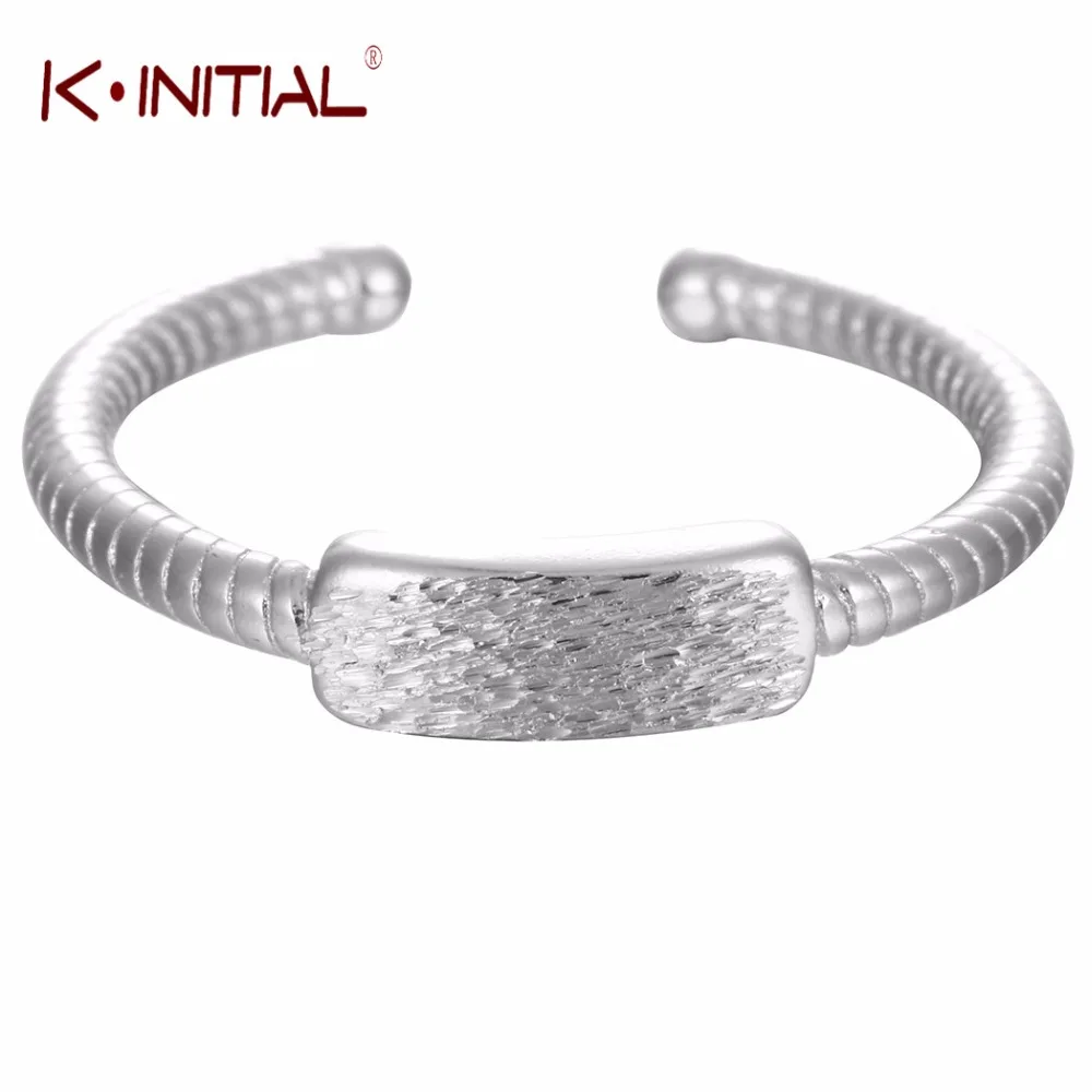 Kinitial 1 шт. 925 silver геометрическим квадратный Кольца девушку свадьбы твист кольцо