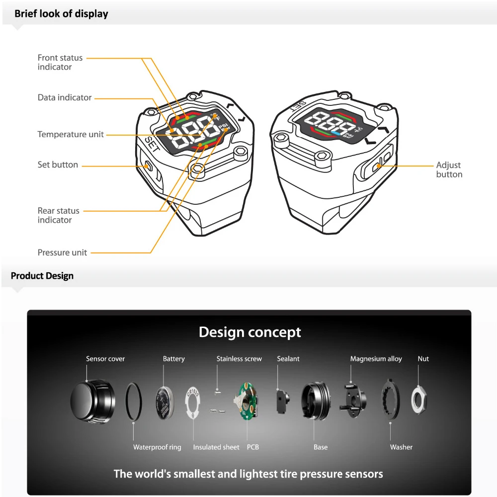 Steelmate мотоцикл TPMS монитор давления в шинах Система сигнализации мотоцикла водонепроницаемый внешний датчик беспроводной с ЖК-дисплеем