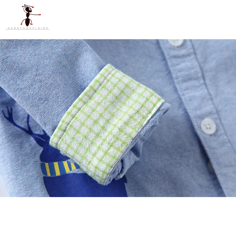 Хлопковая рубашка из ткани Оксфорд для мальчиков Повседневная с отложным