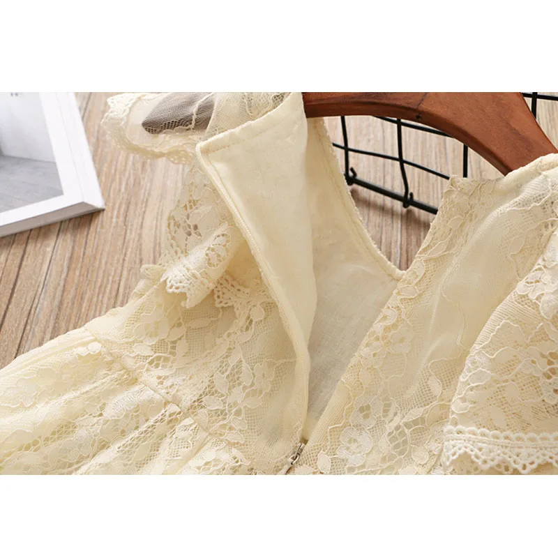 Детское платье лето 2019 новая одежда для девочек модное кружевное Сетчатое