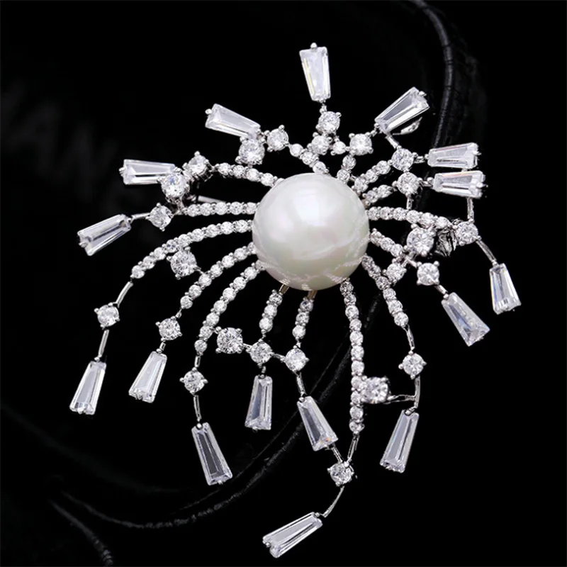 Женская Брошь из циркона с инкрустацией меди|Броши| |