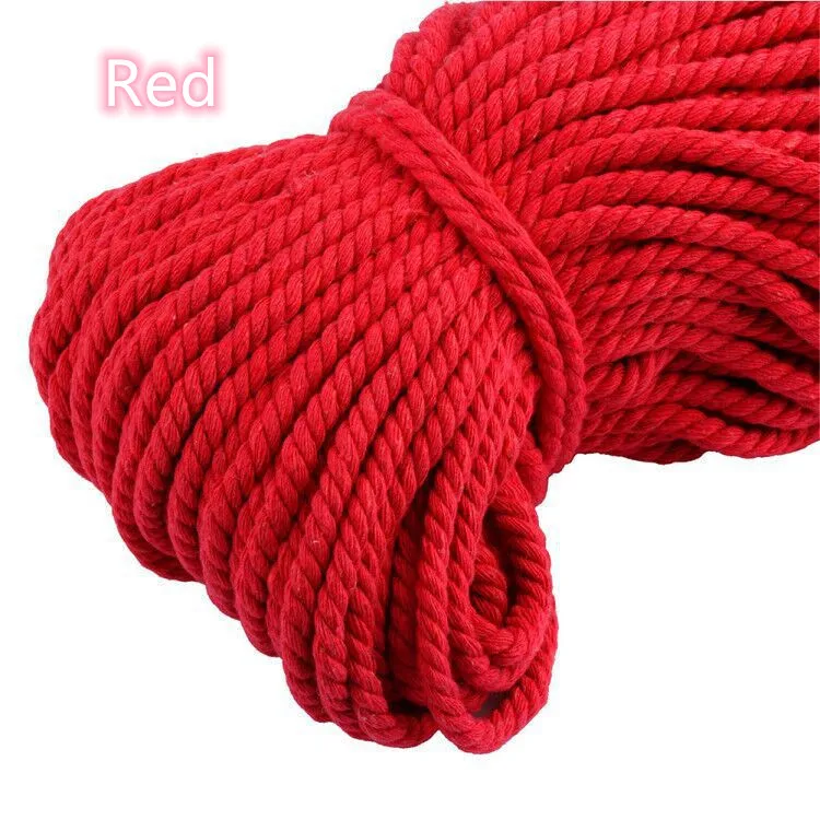 Red 5 мм x 100 м несколько цветов хлопок три витой веревочный шнур шпагат ремесло хлопковые Шнуры Красочные шнуры для ручной работы декоративные - Цвет: Red