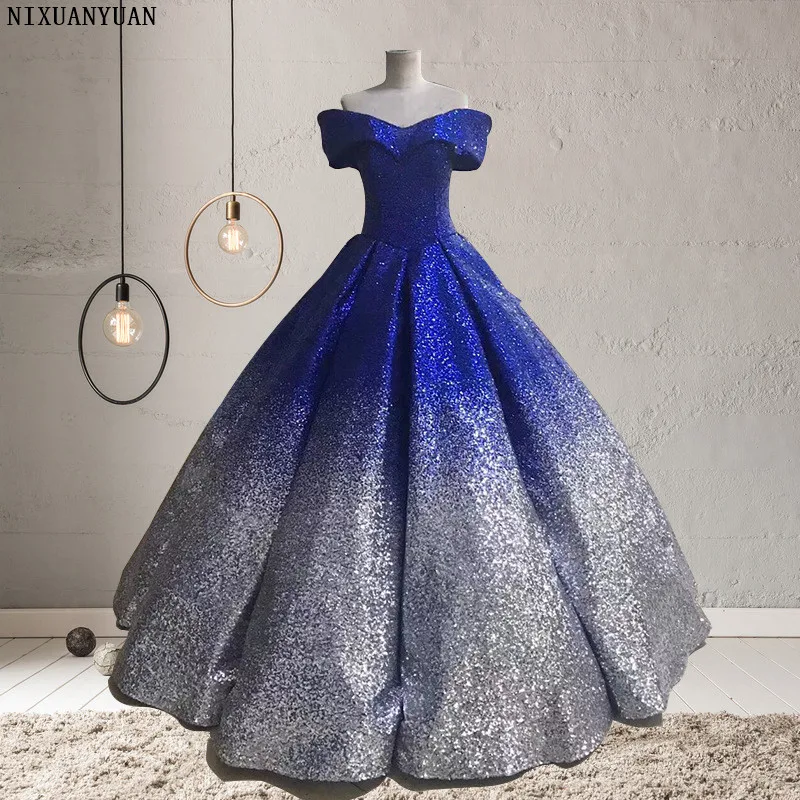 Vestido De Noiva New Gold and Silver Gradual Color Wedding Dresses Court Dreaming Bling Sequined Gown Novia | Свадьбы и торжества