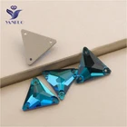 YANRUO 3270, все размеры, голубые циркониевые треугольные стеклянные стразы с плоской задней поверхностью, стразы шьют на хрустальные стразы для рукоделия